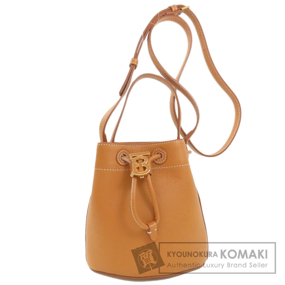 Burberry TB logo drawstring handbag leather